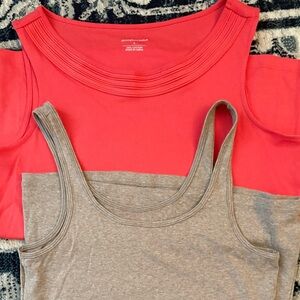 Christopher & Banks Coral Tank Top and Beige Old Navy